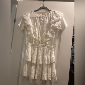LoveShackFancy White Ruffle Mini Dress